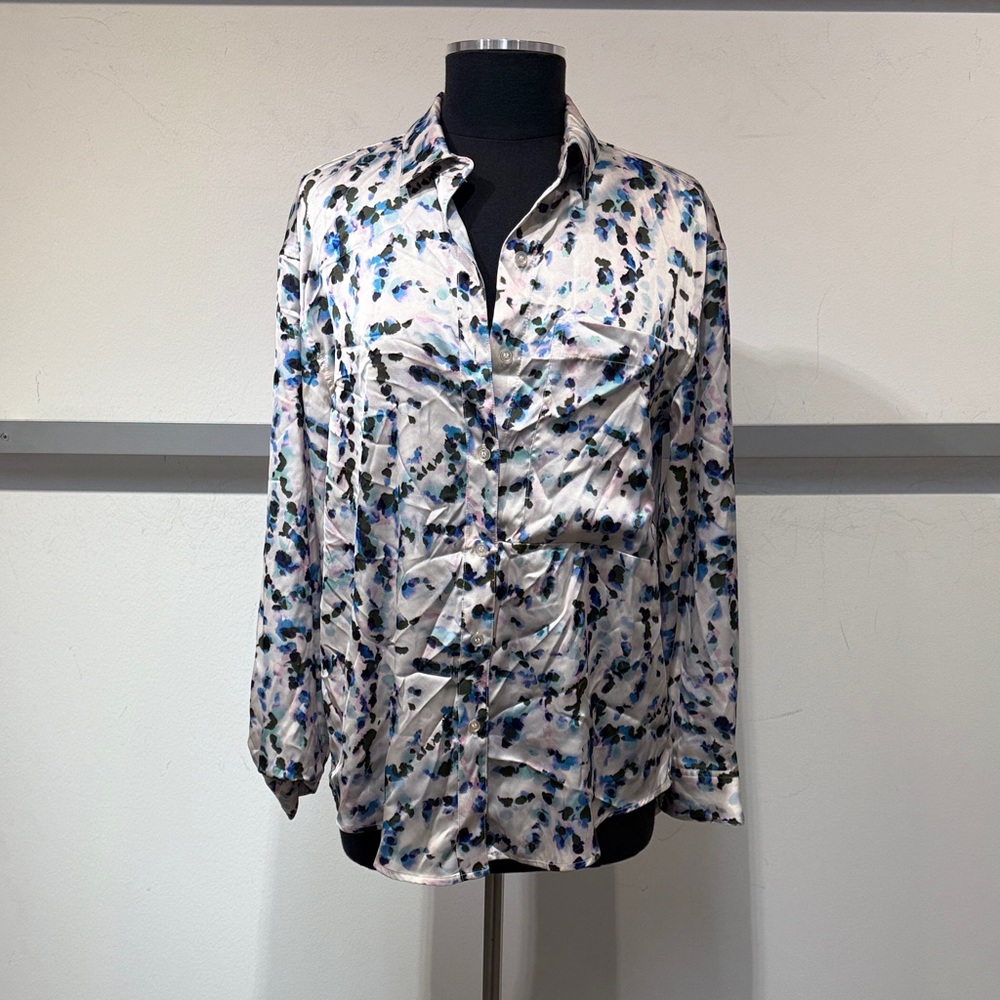 Tribal Multicolor Satin Button-Down Shirt